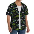thumbnail image 4 of Balery Space Rockets Men's Casual Button Down Shirt Short Sleeve Textured Summer Cuban Beach Shirts-Large, 4 of 7