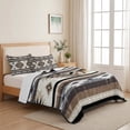 thumbnail image 5 of Full Quilt Set 78''x90'', Brown Boho Lightweight Bedspread Coverlet Set with 2 Pillow Shams, Southwestern Ethnic Aztec Retro Geometric Breathable All Season Quilt Bedding for Bedroom/Guest Room, 5 of 9