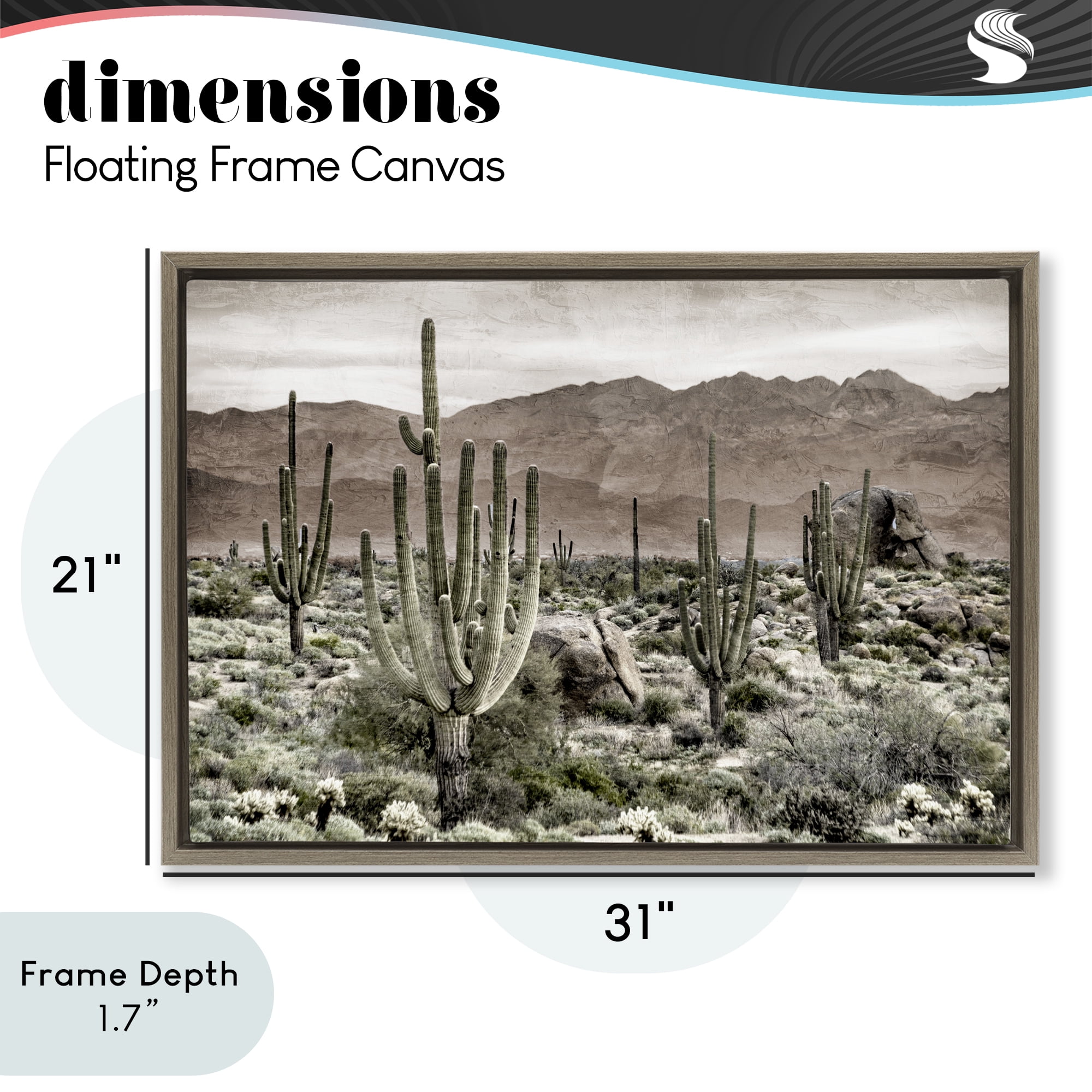 Stupell Industries Desert Land Cacti Wilderness Brown Framed Floater Canvas Wall Art, design by Kim Allen