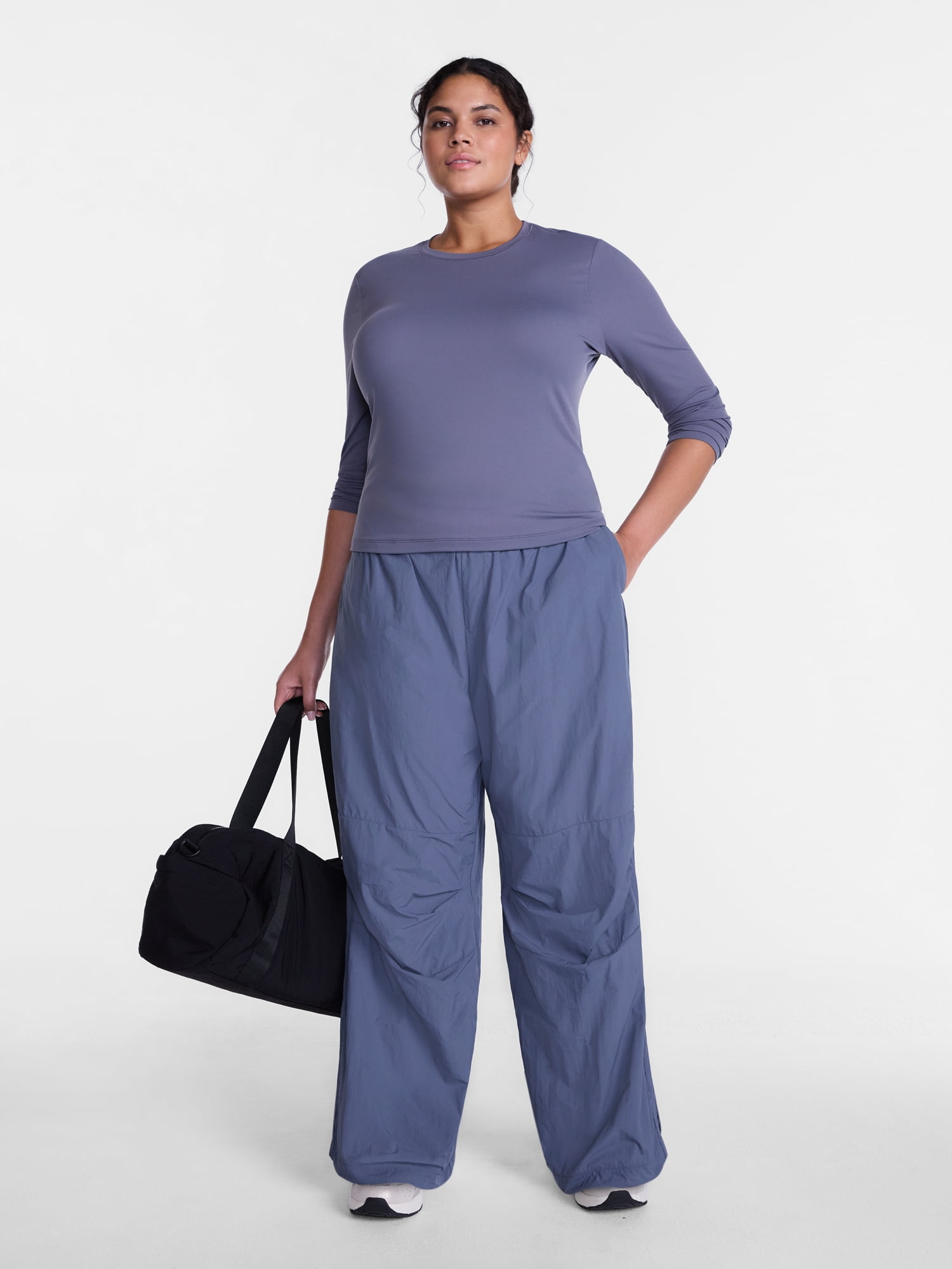 Avia Women's Crinkle Pants with Pleated Knees, 27" Inseam, Sizes XS-XXXL