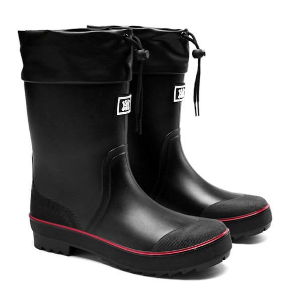 Men's Mid-Calf Adjustable Rain Boots With cloud insoles, 100% Waterproof Non-Slip Rubber Sole Garden Work Boots,Durable PVC Muck Boots for Fishing Hunting Gardening Yard Work