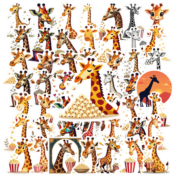 Cartoon Giraffe Theme Stickers, Waterproof Giraffe Theme Sticker for Water Bottle Laptop Phone Cases Planner Skateboard Luggage Helmet Party Favor Decor, Ideal for Adults Teens Teacher Rewards