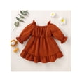 thumbnail image 3 of Seyurigaoka Baby Girl Dress Simple Solid Color Long Lantern Sleeve Ruffle Hem Loose Cute Princess Dress, 3 of 7