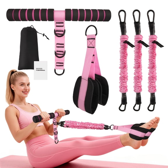 Multifunction Pedal Resistance Band with Handle, 3-Tube Adjustable Resistance Bands for Abs, Waist, Arm, Core, Leg Workout - Sit Up Exercise Equipment for Women & Men