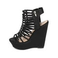 thumbnail image 4 of New Women Delicious Euphony-S Nubuck Peep Toe Caged Platform Wedge Sandal, 4 of 5