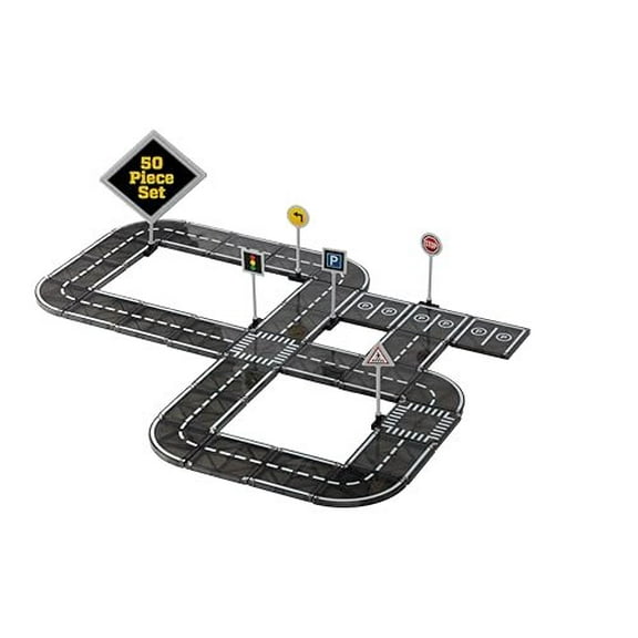 Playmags Magnetic Tiles Road Set - 50 Pcs STEM Educational Construction Toy Car Track, Building Blocks Magnet Toys for Toddlers, Safe for Ages 3 