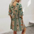 thumbnail image 5 of Fesfesfes Women Bohemian V Neck Dress Loose Short Sleeve Print Mini Dress, 5 of 9