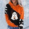 thumbnail image 4 of Oversized Hoodies for Women Halloween Retro Color Blocked Printed Long Sleeved Drawstring Fall Winter Clothes, 4 of 5