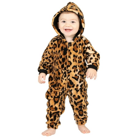 

Footed Pajamas - Cheetah Spots Infant Hoodie Footless Chenille One Piece (Infant - Small (Fits 0 - 3mos.)