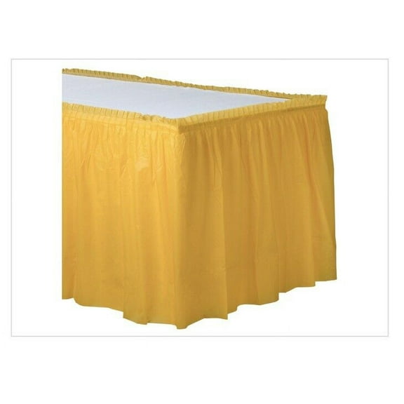 Reusable Yellow Plastic Table Skirt 29”x168”