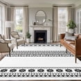 thumbnail image 2 of White Boho Large Area Rugs for Bedroom Living Room, Non Slip Carpet Bedside Rug, Farmhouse Simple Abstract Striped Geometric Rectangular Floor Cover Kitchen Accent Rug 5'x7' for Dining Room/Office, 2 of 9