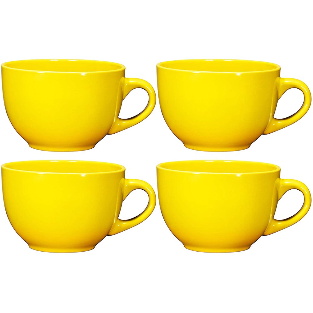 Jumbo Soup Bowl and Cereal Mugs Wide Ceramic Mug Set of 4, 24 Ounce, By