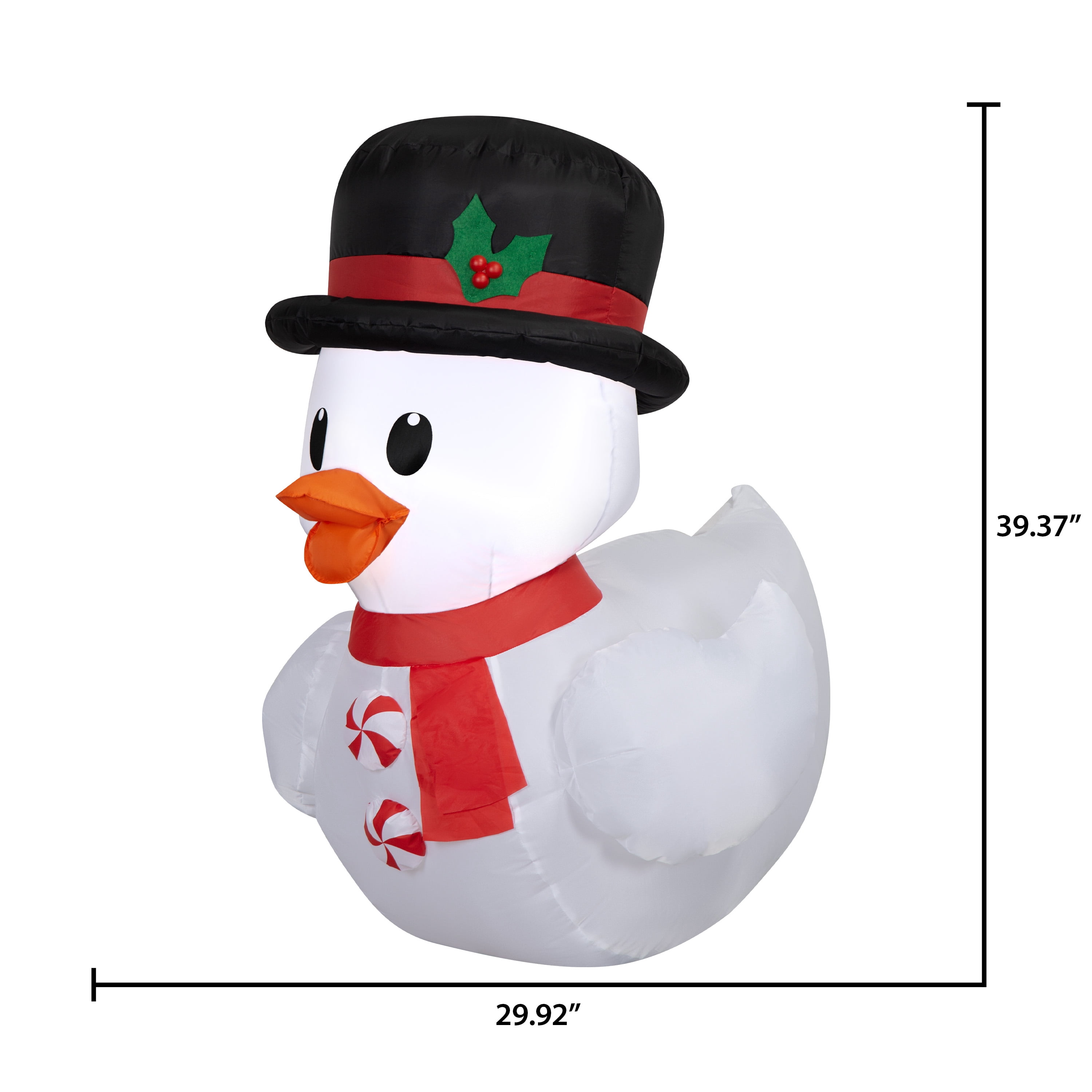 3.2 ft Snowman Rubber Ducky in Top Hat Christmas Airblown Yard Inflatable, White, by Holiday Time