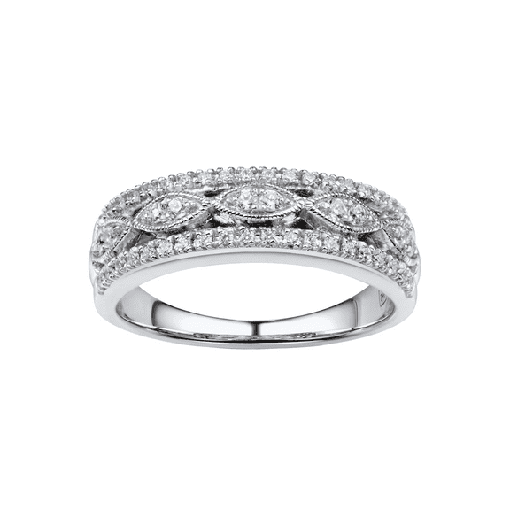 Women's Finecraft 1/5 cttw Diamond Anniversary Band Ring in Sterling Silver, Size 7