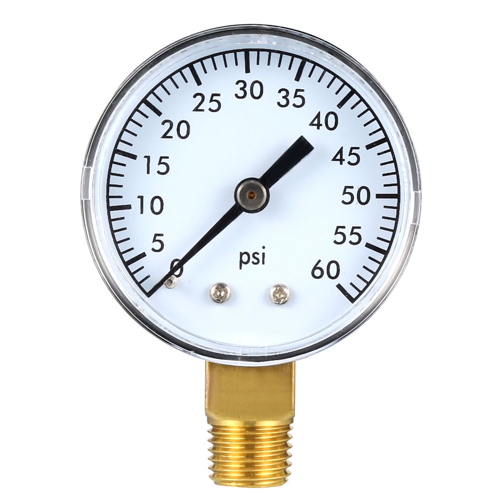Pool Filter Pressure Gauge, 60 PSI , 2" Dial , 1/4" NPT Bottom Mount