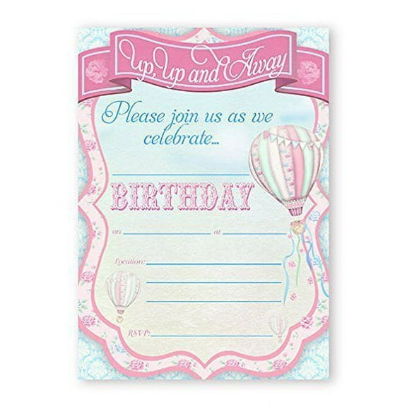 Hot Air Balloon LARGE Invitations - 10 Invitations 10 Envelopes