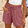 thumbnail image 5 of Wide Leg Shorts for Women Summer Casual Lightweight Elastic High Waist Loose Fit Beach Shorts with Pockets, 5 of 6