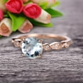 thumbnail image 2 of 1.25 Carat Round Cut Aquamarine Engagement Ring On 10k Rose Gold Art Deco Antique, 2 of 4