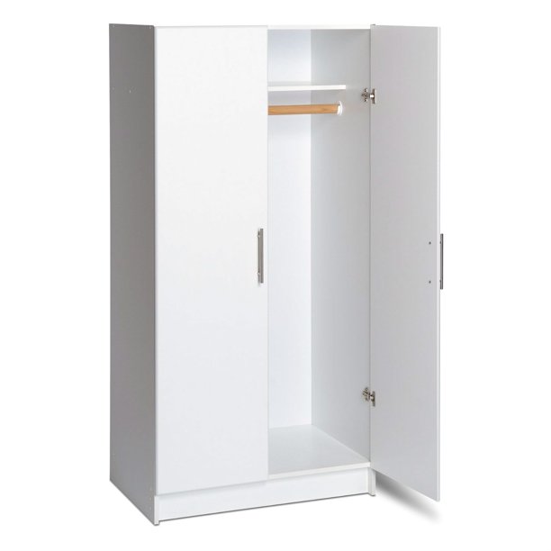White 2 Door Wardrobe Cabinet With Hanging Rail And Storage Shelf Walmart Com Walmart Com