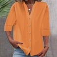 thumbnail image 2 of Timegard Womens Tops 1/2 Sleeve V Neck Button down Shirts Casual Loose Lightweight Blouse Solid Color, 2 of 6