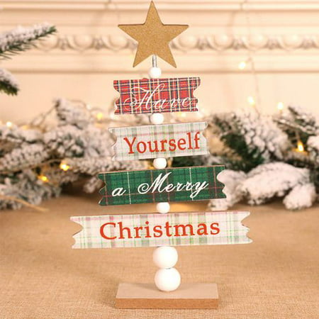 AkoaDa New Mini Wooden Merry Christmas Tree Desk Table Decor Pendants Xmas Tree Ornaments Christmas Decoration Home Decor