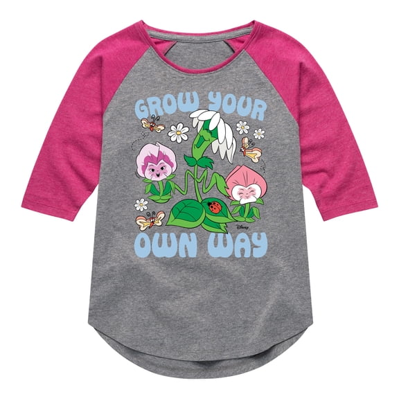 Disney - Alice In Wonderland - Grow Your Own Way - Toddler & Youth Girls Raglan Graphic T-Shirt