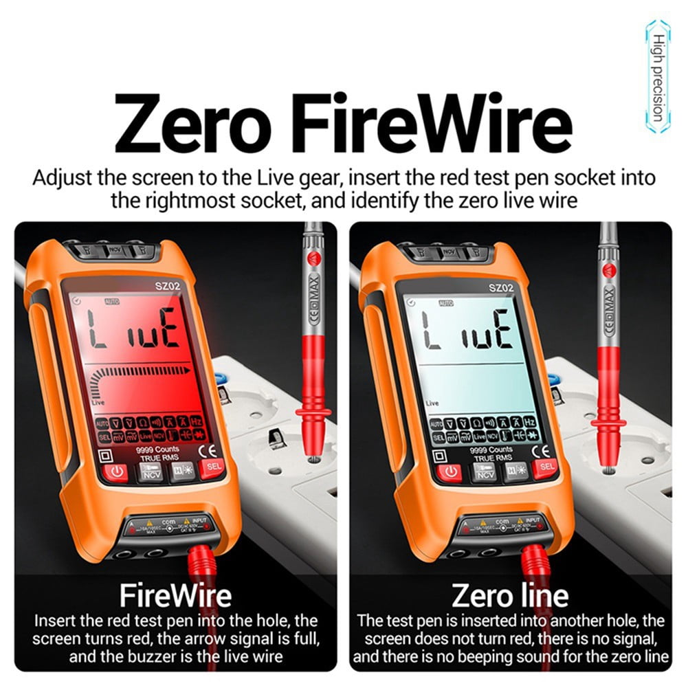 Sz02 Smart Digital Multimeter 6000 Counting Rms Automatic Capacitance Meter Red