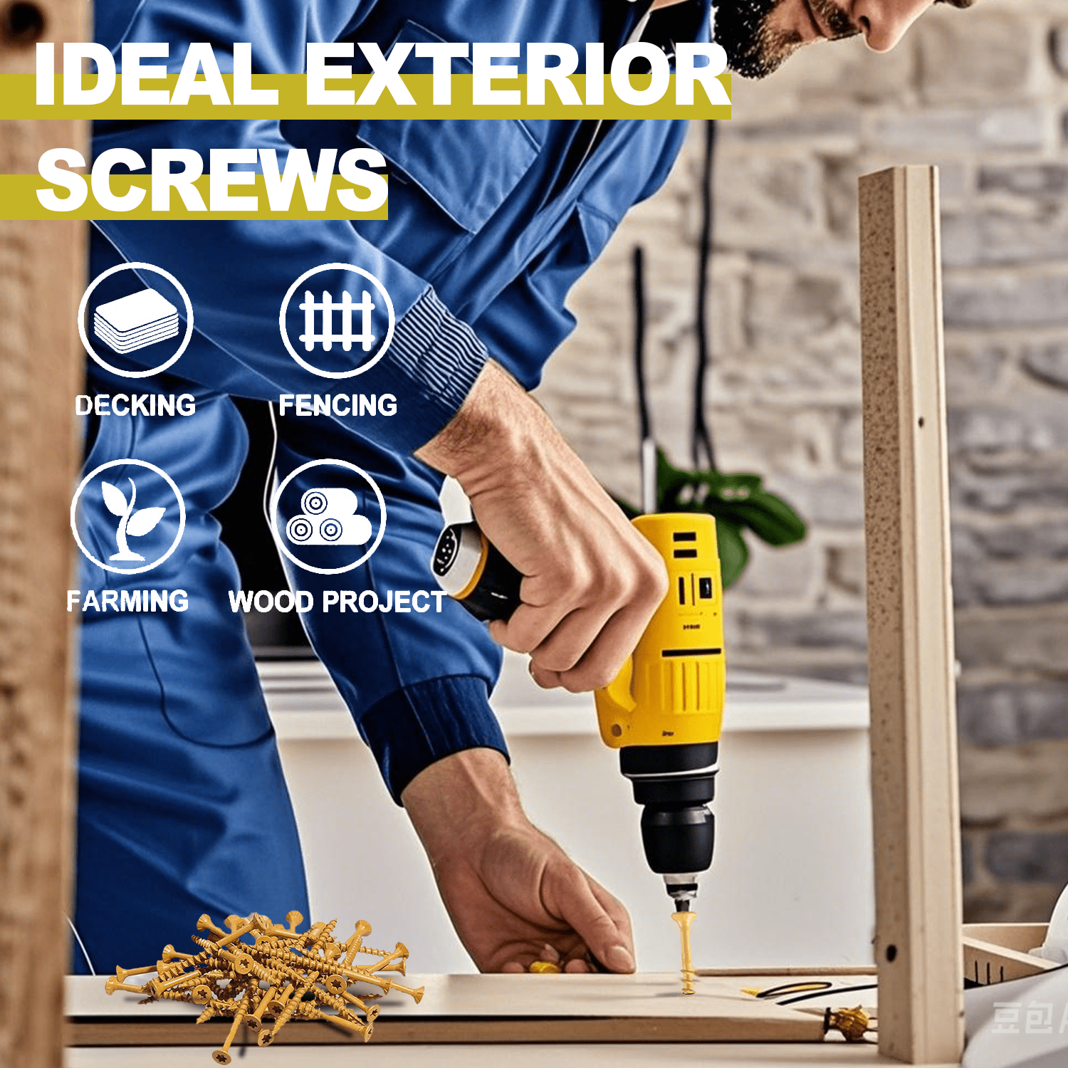 #10*4" Wood Screws, 100Pcs Star Drive Self-Drilling Tan Deck Screws, Comes in Reusable Storage Case, Bit Included