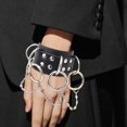 thumbnail image 2 of Bracelet Punk Large Réglable Goth Bracelet en Simili Cuir pour Hommes Femmes, 2 of 10