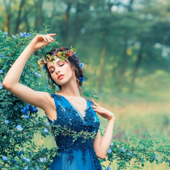 FRCOLOR Floral Crowns Flower Bridal Crown Bride 19X18CM Colorful