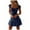 Navy, variant on Women'S Sexy Summer Pleated Sleeve Neckline Print Dress Mini Dress Sundress Women'S Casual Dress M