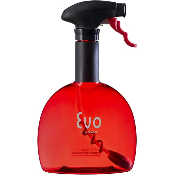Evo Original Oil Sprayer Bottle | Non-Aerosol for Olive Oil, Cooking Oils, Vinegars | 18-Oz Capacity | Rotatable Nozzle | Gourmet Cooking Tools - Food-Safe Materials | Red