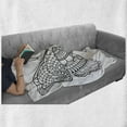 thumbnail image 6 of Folk Soft Flannel Fleece Blanket, Black and White Butterfly Design with Various Elements from Eastern Civilizations, Cozy Plush for Indoor and Outdoor Use, 50" x 70", White and Black, by Ambesonne, 6 of 6
