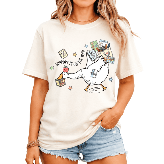Godmerch Support Is on the Way Teacher Shirt for Women Back to School Special Education Graphic Tee Gift