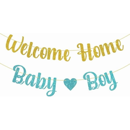 It's a Boy Banner Welcome Home Baby Boy Gender Reveal Party Banner Supplies Pregnancy Announcement Baby Shower Party Decorations Gold Blue Glitter