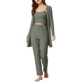 thumbnail image 2 of Unique Bargains Women's Knit Lounge Sleepwear Pants Shrug Cardigan 3ps Pajama Set, 2 of 5