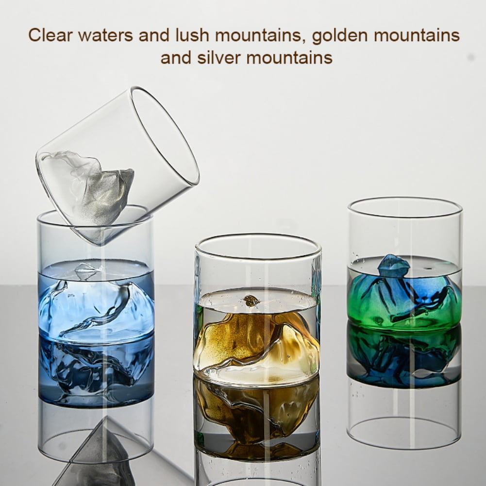 6Oz Mountain Whiskey Glass,Handmade Crystal Mountain Range
