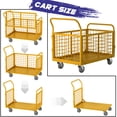 thumbnail image 3 of Platform Truck Cart with Cage,Foldable Platform Truck Heavy Duty Push Cart Dolly Load 2250LB Swivel Casters,Large Flatbed Hand Truck Cart for Grocery/Laundry/Stall/Storage(38.6L x 24W x 35.8H), 3 of 7