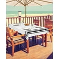 thumbnail image 2 of Outdoor Tablecloth with Umbrella Hole and Zipper Black Ticking Vertically Stripe Tablecloths 60x102 Outside Table Cloths Simple Style White Patio Table Cover for Outdoor Tables Picnic Garden, 2 of 6