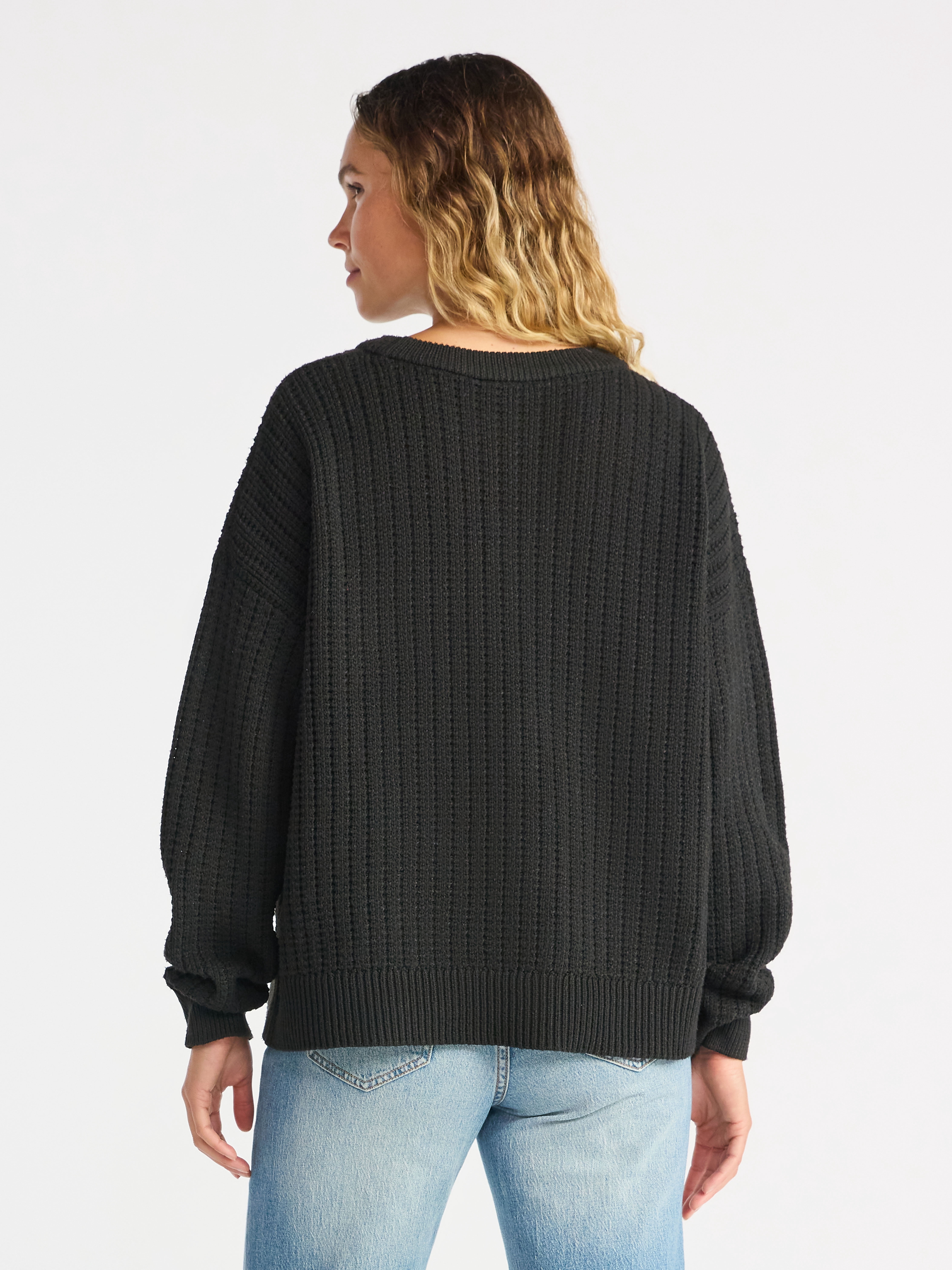 Time and Tru Women's and Women’s Plus Textured Stitch Sweater, Midweight, Sizes XS-4X