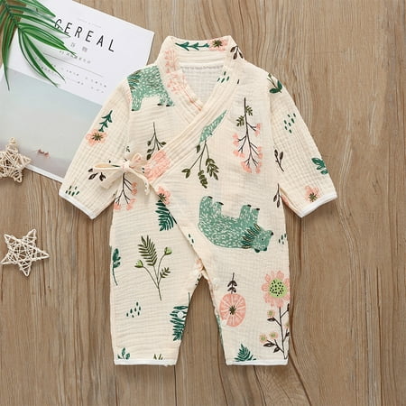 

DAETIROS Quick Drying Jumpsuit Newborn Breathable Soft Pajama Sets Beige
