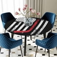 thumbnail image 5 of Elastic Fitted Round Tablecloth, Black American Flag Waterproof Stretch Table Cover for 36"-44" Tables, Vintage Red Hockey Star Strip Flag Washable Outdoor Tablecloths for Patio, Picnic, Camping, 5 of 9