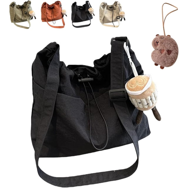 Bolso bandolera ultraligero de gran capacidad e informal con colgante, bolso ultraligero con colgante, bolso bandolera ultraligero e informal