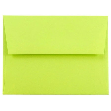 Ultra Thin Envelope - JAM Paper A2 Invitation Envelopes, 4 3/8 x 5 3/4, Brite Hue Ultra Lime Green, 50/pack