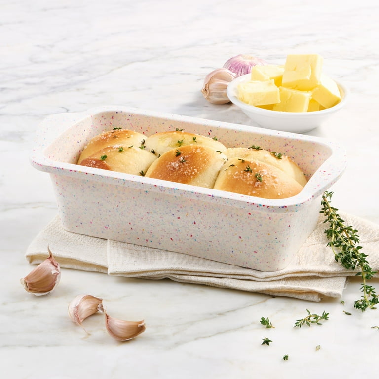 Trudeau Silicone Loaf Pan Rainbow, 2 Pack, 8.5 x 4.5 in, Granite, Dishwasher Safe, Easy Release