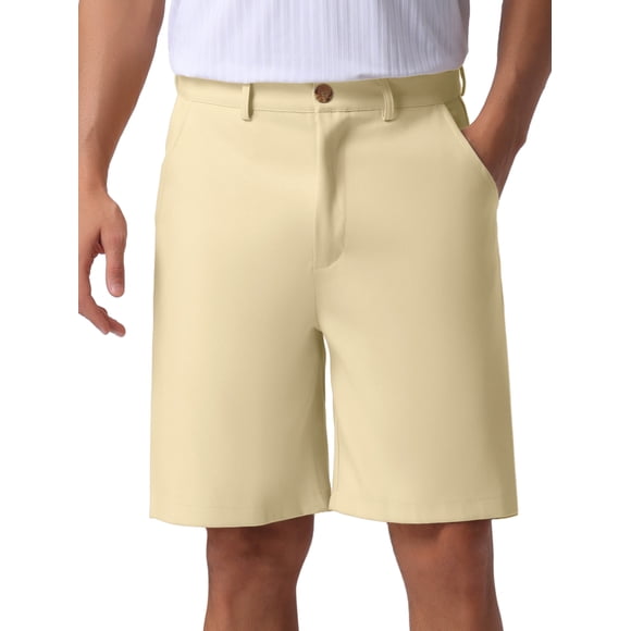 INSPIRE CHIC Men's Summer Solid Color Lightweight Mid-Rise Classic Chino Shorts 28 Khaki