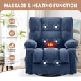 thumbnail image 3 of JMYMRY Swivel Rocker Recliner Chair with Vibration Massage and Heating, Cup Holders and Side Pockets, Adjustable Lounge Chair for Living Room, Blue, 3 of 8