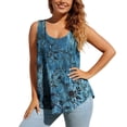 thumbnail image 2 of ClodeEU Women's Floral Print Sleeveless Blouse, Casual U Neck Tank Top for Summer A-Multicolor,Women's Plus L, 2 of 7