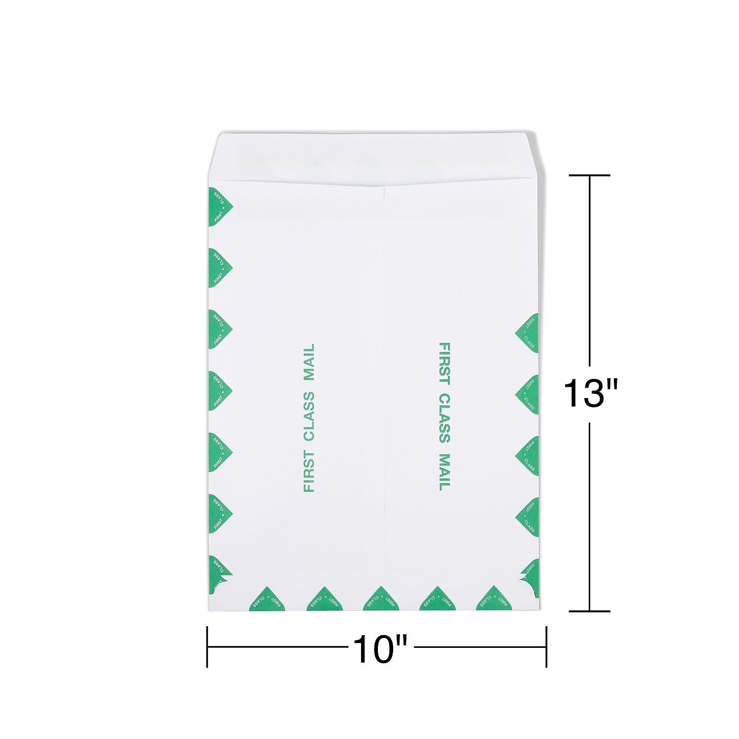 Staples First Class Self Seal Catalog Envelopes 10"L x 13"H White with Green Diamond Border