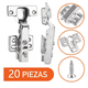 thumbnail image 2 of Juego Bisagra Bloosom  Bidimensional Recta Cierre Suave Níquel 20 Piezas Plata, 2 of 4